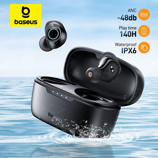 Baseus Ture Wireless Earphones 48dB Noise Cancelling Bluetooth 5.3 Headphones 140h Playtime  IPX6 Waterproof Sport TWS Earbud